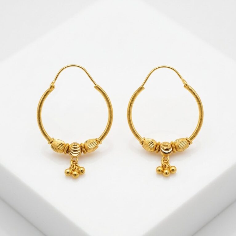 Gold Beaded Bali Earrings