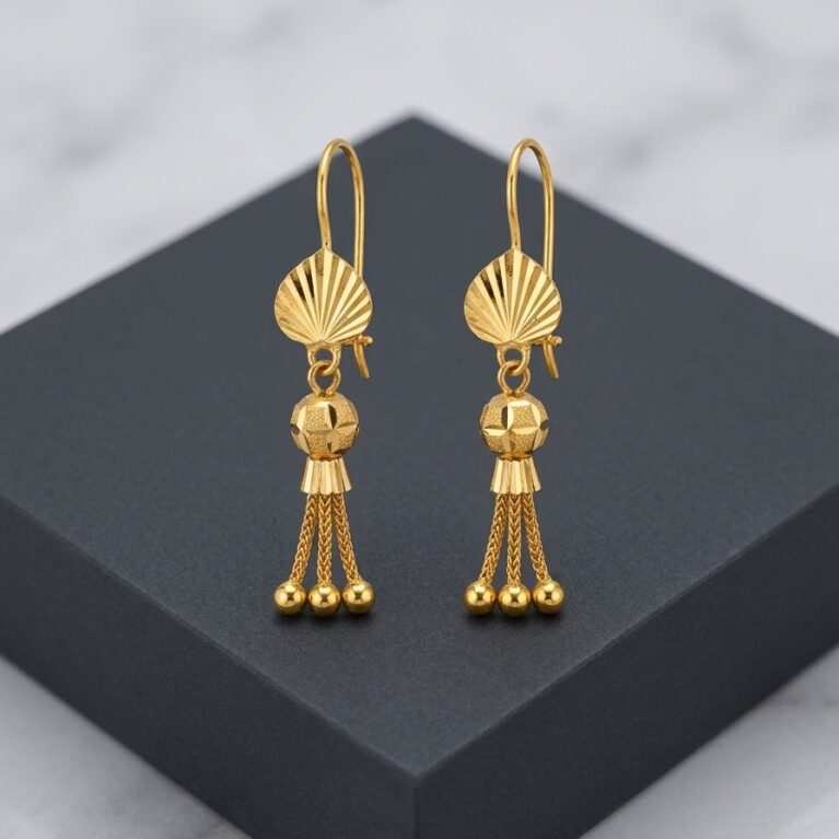 Gold Bead Tassel Earrings